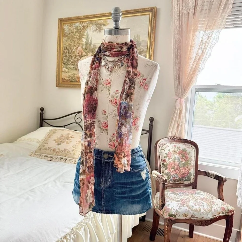 floral silk scarf 90s vintage floral silk scarf